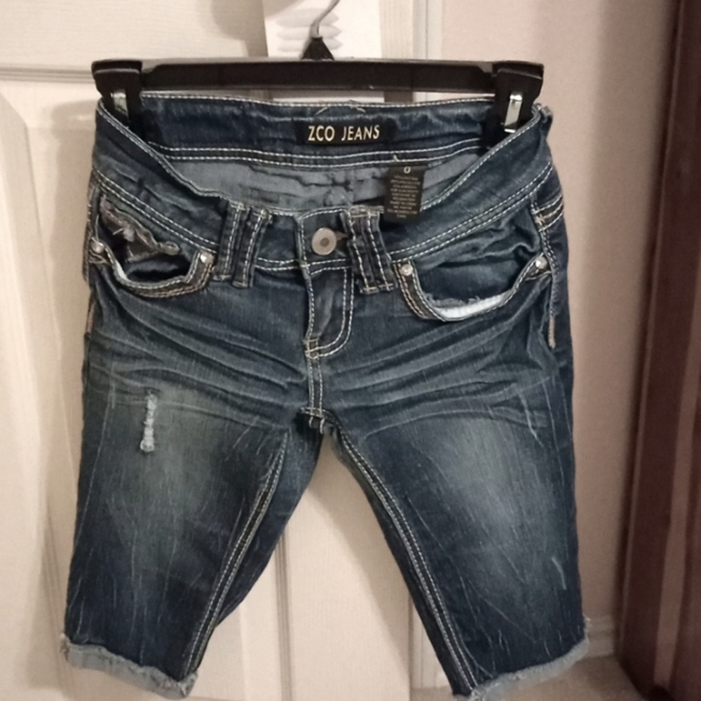 Junior size denim jean shorts